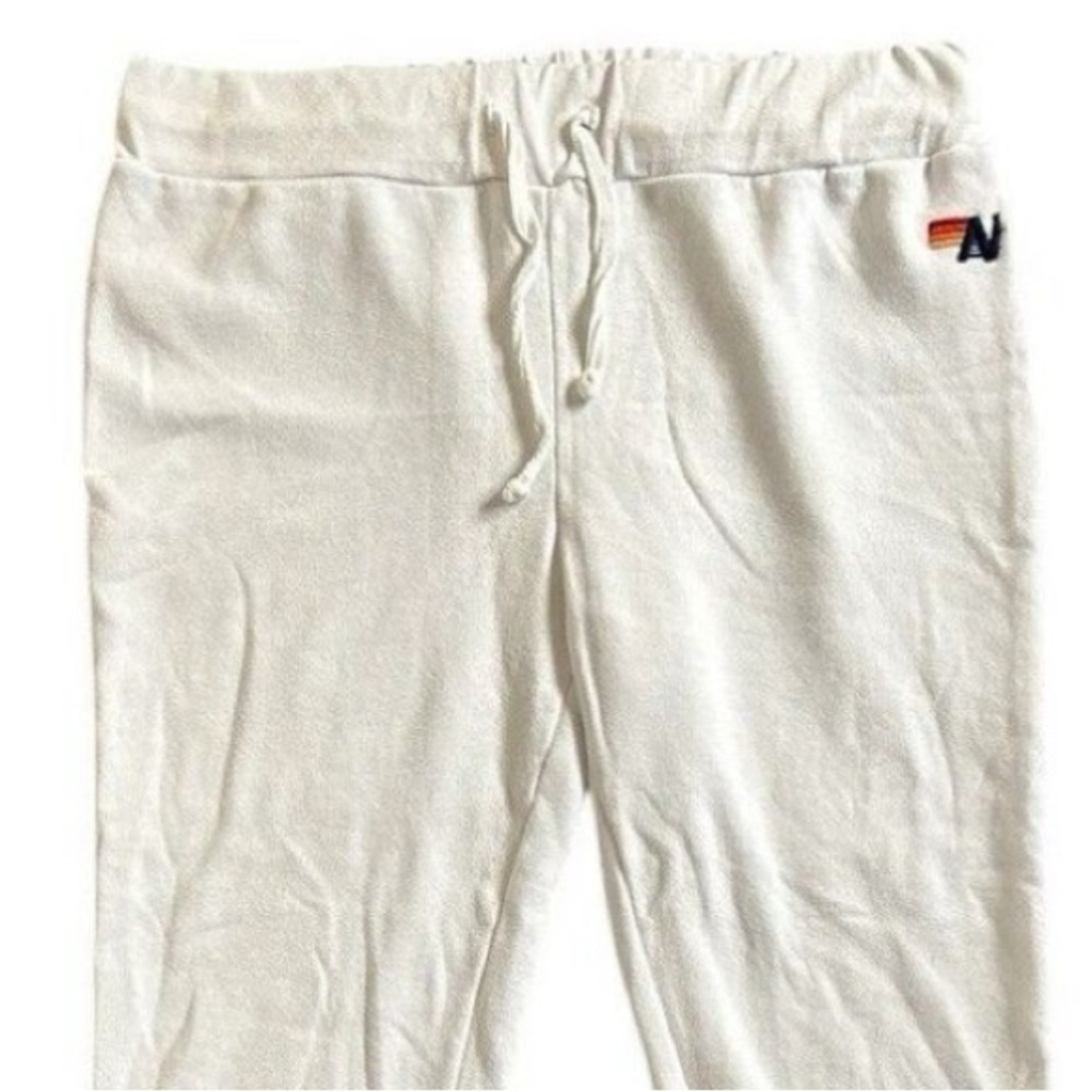 Aviator Nation White Sweatpants with Rainbow Accents